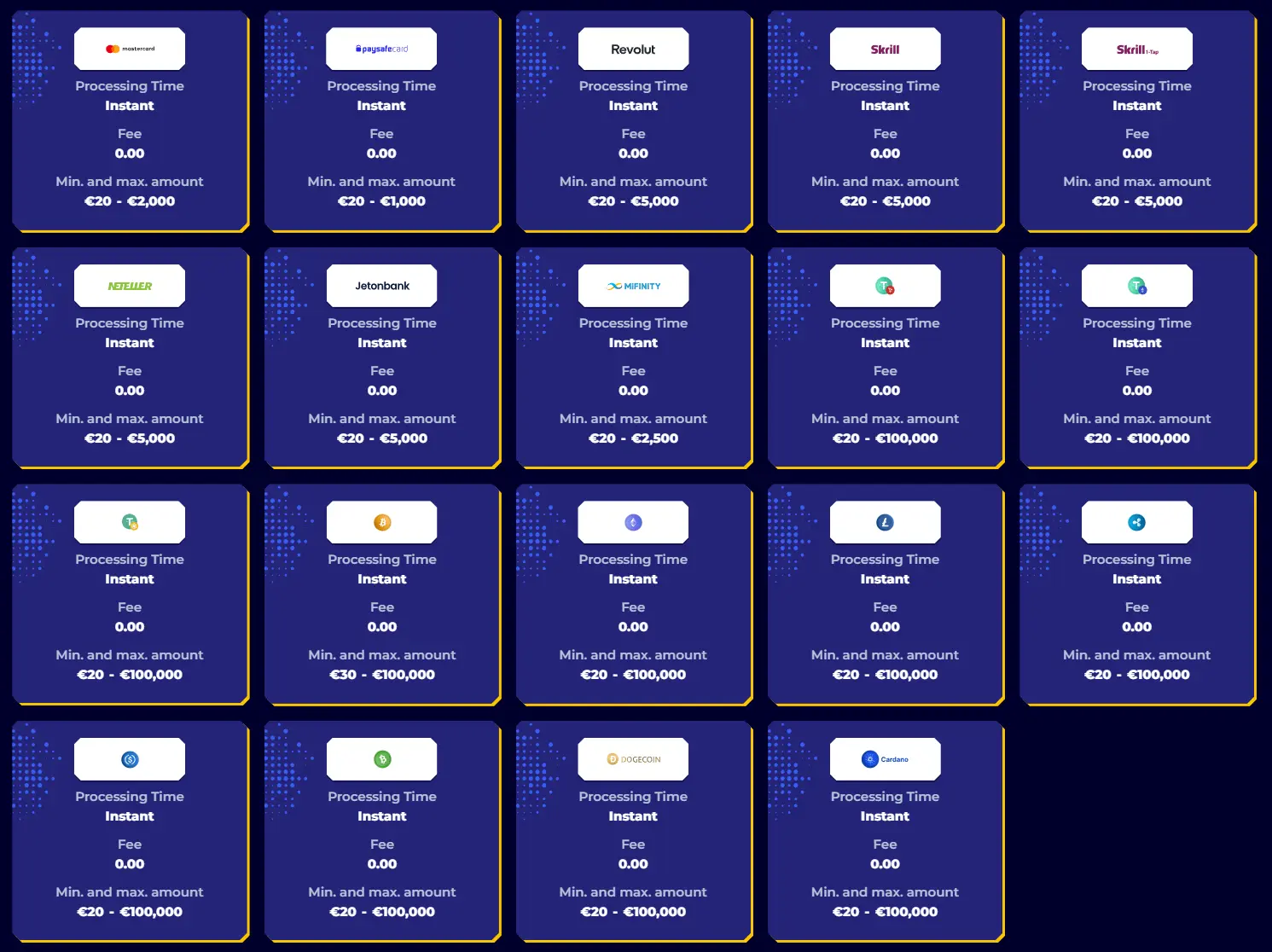 MrPacho Luxembourg payment methods
